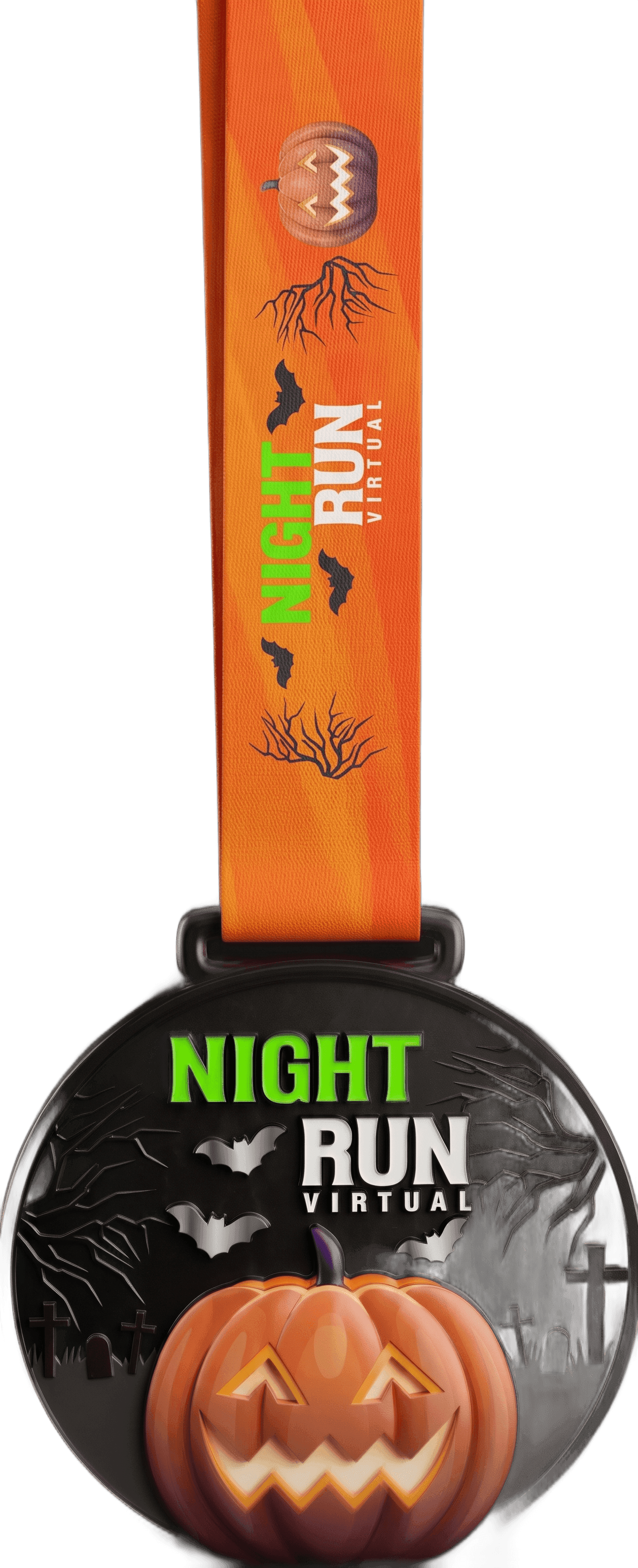 Medalha oficial NightRun Virtual, edição Halloween, com LED